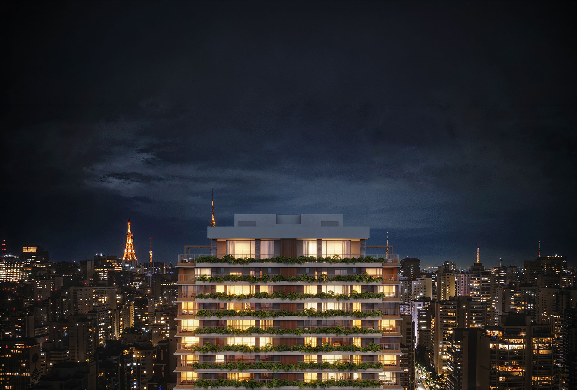 Eterno Alma Brasileira — Fachada noturna, Paraíso, São Paulo